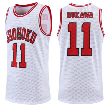 (White 11, S Height 160-165CM) Anime Sakuragi Hanamichi Cosplay Jersey Shohoku School Basketball Team Uniform Sportswear Kaede Rukawa Cosplay Costume
