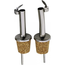 2-Pack Stainless Steel and Cork Olive Oil Pourers and Drizzles with Hinged Flip Lids Perfect for Wine, Spirits, Coffee, Syrups and Vinegars