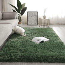 Pile Drak Green Rug Faux Fur Fluffy Thick Shaggy Rug For Living Room Bedroom NonSlip WaterRepellent 80x160 cm
