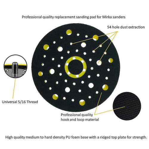 150mm 5/16 Thread 52 Hole Medium Density Random Orbital Sander Hook & Loop Backing Pad Compatible with Mirka CEROS DEROS 1