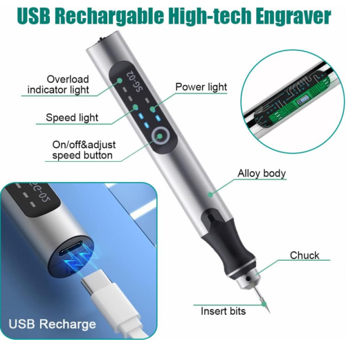 Επαγγελματικό στυλό χάραξης USB Customizer 30 Bits, επαναφορτιζόμενη ασύρματη στυλό χ 1