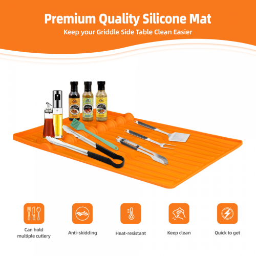 Silicone Side Shelf Mat Spatula Mat Silicone Utensil Rest,Heat-Resistant 2