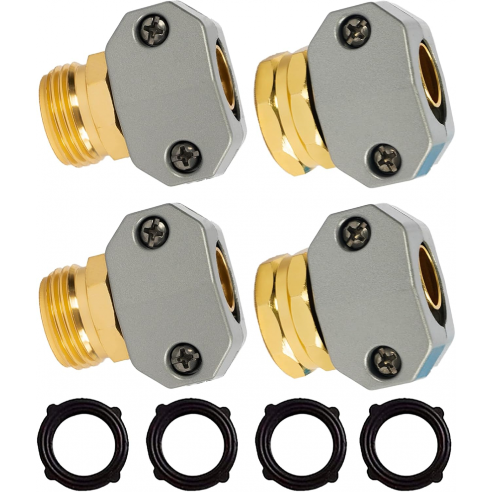 2 Sets Garden Hose Repair Kit, Aluminum Male And Female Coupling Menders With 6472608767236