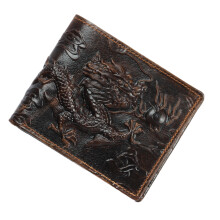 Kompaktes, elegantes Portemonnaie für Herren, Echtleder-Bifold-Geldbörse mit mehreren Fächern, 3D-Tierprint im Retro-Vintage-Stil mit Prägung,