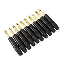 Gold Plating 10Pcs Plug Mono Professional 2 Pole 6.35 Mm 6.5Mm Stereo Jack Plug Neutrik 6.35Mm Jack Black