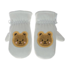 (S, White) Cartoon Bear Gloves Full Finger Mitts Thickened Windproof Warm Snow Gloves Thermal Gloves for Boy Girl Winter Mittens  White S