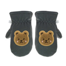 (S, Dark Grey) Cartoon Bear Gloves Full Finger Mitts Thickened Windproof Warm Snow Gloves Thermal Gloves for Boy Girl Winter Mittens  White S