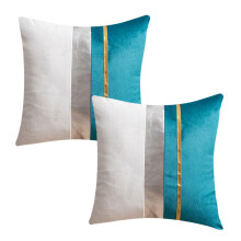 Housses de coussin décoratives avec bordure en cuir doré, en velours doux, pour une décoration intérieure luxueuse. Fermeture éclair invisible,