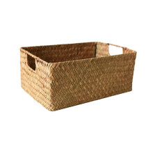 Woven Seagrass Basket - Natural Straw Wicker Storage for Fruit, Bread, Towels Ideal for Home & Kitchen, B