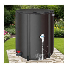 1000L Foldable Rain Barrel Leakproof Large Capacity Outdoor Rainwater Collection Tank Black