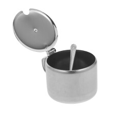 Stainless Steel Sugar Bowl with Lid and Spoon, Compact Condiment Jar for Sugar Salt Pepper at Home or Restaurant