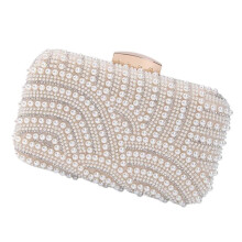 (Gold) Delicate Embroidered Evening Bag With Faux Pearls Decors Multiple Carrying Option Practical Special Occasion Essential  Silver