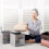 Fabric Cube Storage Box Transparent Storage Box for Closet Foldable Storage Box Brown 4