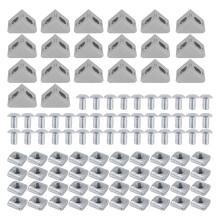 2020 Series Aluminum Profile Connector Set, 20pcs Corner Bracket,40pcs M5 x 10mm T-slot Nuts, 40pcs M5x10mm Hex Socket Cap Screw Bolt for 6mm Slot