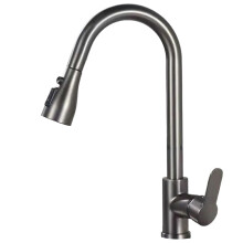 Torneira de cozinha inteligente com mangueira retrátil, pulverizador de aço inoxidável com dupla função, design de comprimento ajustável para