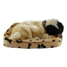 (pug) Realistic Sleeping Plush Breathing Dog Animals Toy with Mat Stuffed Toy Interactive Pet Toy Puppy Dolls for Kids Adults