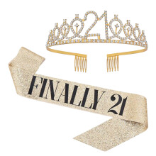 Fascia con glitter argento per feste e celebrazioni, tiara con strass comoda da indossare, fascia da regina per il compleanno per donne, set completo