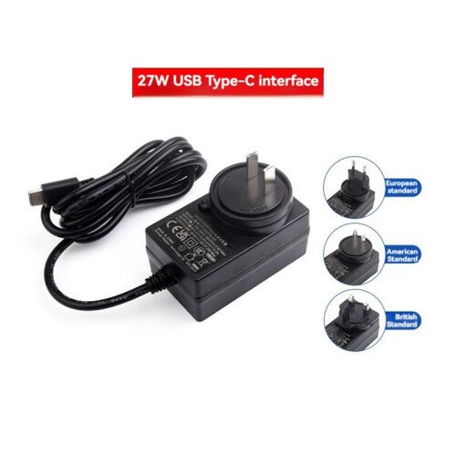 Für Raspberry Pi 5 Netzteil 27W Typ C Ladegerät Netzteil PD Netzteil für Raspberry Pi 5 EU Stecker 1
