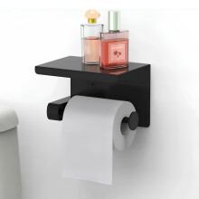 Elegante porta carta igienica con ripiano per telefono, accessorio da bagno in acciaio inossidabile antiruggine per un design salvaspazio, montaggio