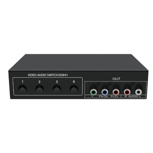 4x1 Component Video Signal Switcher YPbPr YCbCr Audio DSW41 Divider Panel Button Manual  CVBS 720P Metal Shell