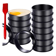 16er-Pack English-Muffin-Ringe, Crumpet-Ringe, Antihaftbeschichtet, Edelstahl, Doppelt Gerollt, Törtchenringe, Rund, Schwarz, 10,2 cm