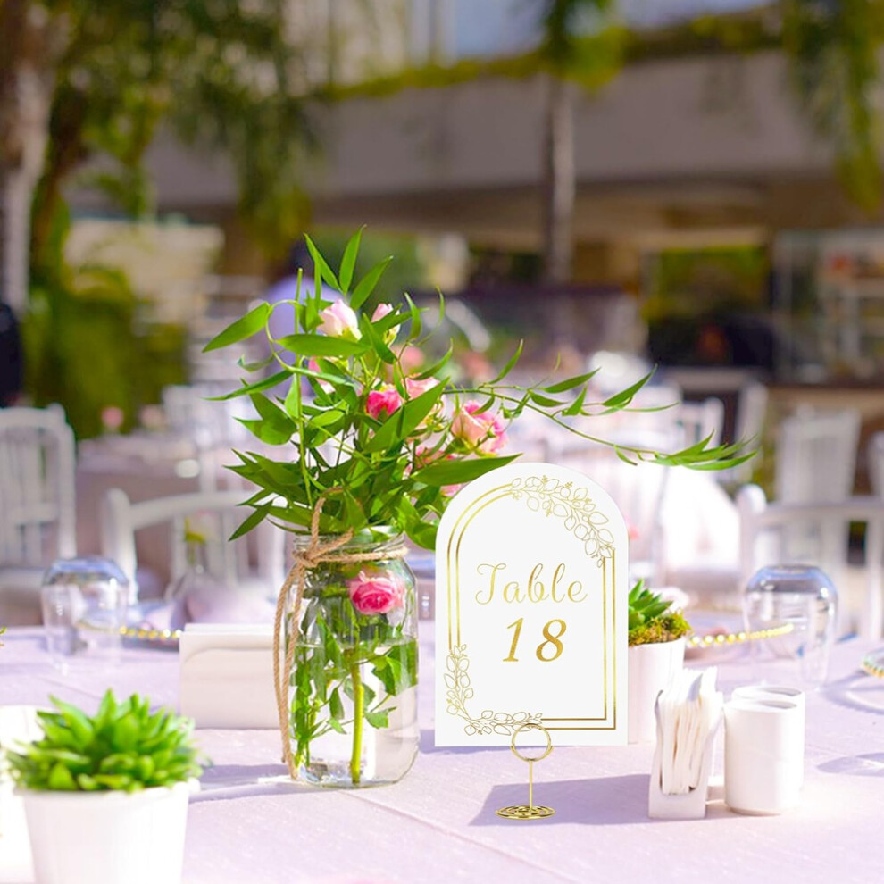 Wedding Table Number 1-20 With 20Pcs Table Number Holders, Table Number Cards With Place Card Holders White/Gold 4713053089279