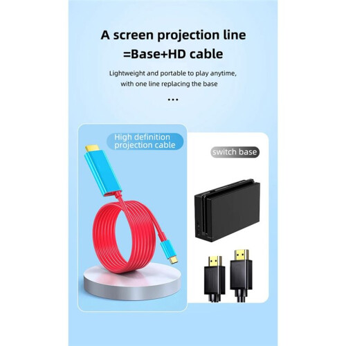 Type C to -Compatible Cable 4K 30Hz USB C to -Compatible Cable with PD60W Power Port for 1