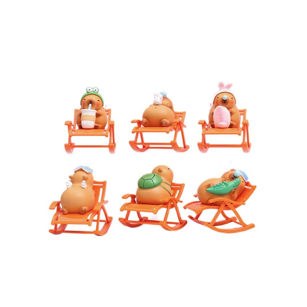 Capybara Desktop Decoration Capybara Figure Rocking Chair Decor Simulation Capybara Rocking Chair Model Miniature 6Pcs 6131667553180