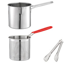 PoĂŞLe Ă Frire avec Passoire Ă Panier Pince en Acier Inoxydable Tempura Japonaise PoĂŞLe Ă Frire pour Poulet Frites
