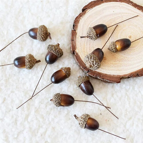 100PCS Decor AcornOrnaments Artificial Acorns Crafts Christmas Tree Nuts Decorative 1