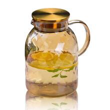 Vintage Glass Pitcher with Lid Heat Borosilicate Water Jug Water Pitcher with Handle and Spout for Fridge