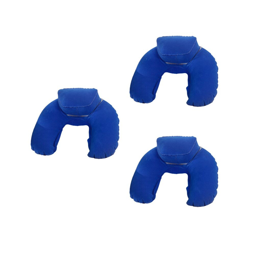 Inflatable Travel Pillow Airplane Neck Pillow Chin Pad Office Nap Pillow Home Gift Blue 6132468362766