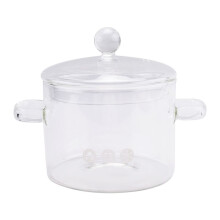 Casserole en Verre avec Couvercle, Marmite avec Couvercle et PoignéE, Marmite à Mijoter, Marmite à Soupe Transparente, Haute Teneur en Borosilicate