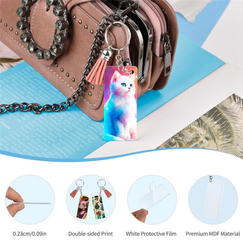 242 Pcs Sublimation Keychain Blanks Bulk, Double Sides 60  Sublimation Keychains Blank with 60 Key Chains,Tassels 1