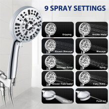 All Metal Bathtub Faucet with 9 Sprayer Settings, Chrome Finish, with Built-in Diverter and Universal Fit Adapters