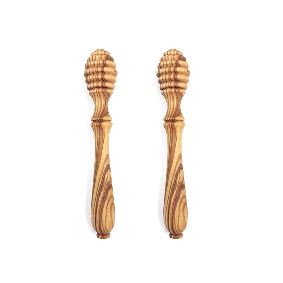 Olive Wood Honey Dispenser 2Pcs- Wooden Honey Dipper Set For Controlled Drizzling - Eco-Friendly Honey Sticks 6133283643474
