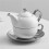 White Ceramic Tea for One Set with Handle, 450ml Teapot & 350ml Coffee Cup with Saucer 2