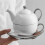 White Ceramic Tea for One Set with Handle, 450ml Teapot & 350ml Coffee Cup with Saucer 3
