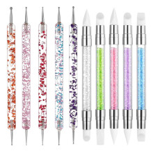 10pcs Nail Art Dotting and Sculpting Tool Set, Double-Ended for Design, Gold Leaf, Carving, Painting & 3D Effects