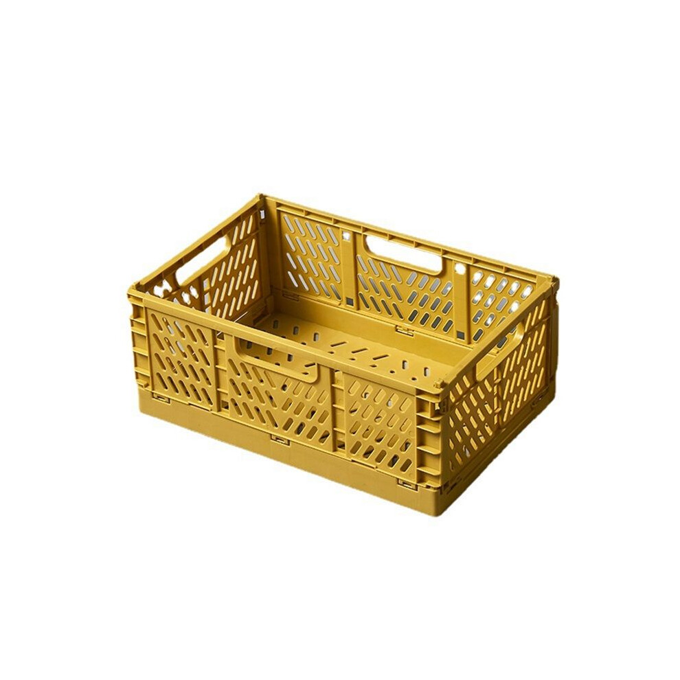 Folding Storage Box Basket Utility Cosmetic Container Desktop Holder Home Use School Desk Storage Box Yellow 6131627794394