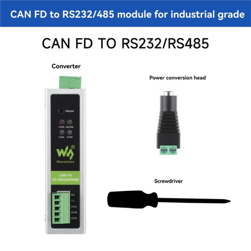 Waveshare Protocol Converter Support CAN FD Protocol Five Conversion Modes Industrial Performance Support DIN-Rail Mounting 1