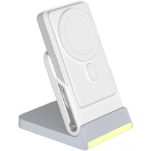 Folding 5-in-1 Wireless Charging Power Stand with Magnetic Charging, for 16 Pro and Watch Ultra 8 White