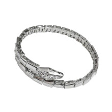 (Silver) Trendy Flexible Snake Motifs Bracelet Smooth Finishes Alloy Wrist Band Jewelry For Women’s Wardrobe Essential  Silver