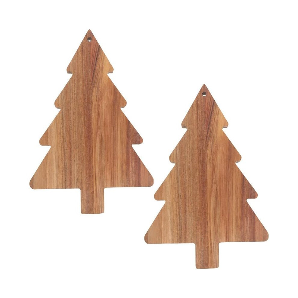 2Pcs Christmas Tree Charcuterie Board, Wooden Cutting Board Xmas Tree Serving Kitchen Chopping Cheese Sushi Fruits Snack 6132295061917