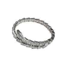 (Silver) Trendy Flexible Snake Motifs Bracelet Smooth Finishes Alloy Wrist Band Jewelry For Women’s Wardrobe Essential  Silver