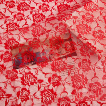 (Red) Lace Fabric Floral Embroidered Lace Fabric Dress Ribbon Trim Fabric Ribbon Curtain Accessory for Sewing Craft 100x150cm  Yellow