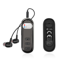 2 in 1 Wireless Lavalier Car  Receiver Adapter with Digital Display Card Slot and External Headphone Speaker