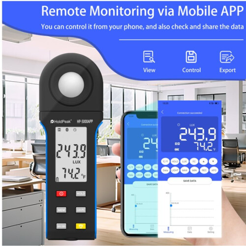HoldPeak Luxmeter with Mobile APP Versatile Accurate and Feature-Rich for Professional Light Measurement and Analysis 2