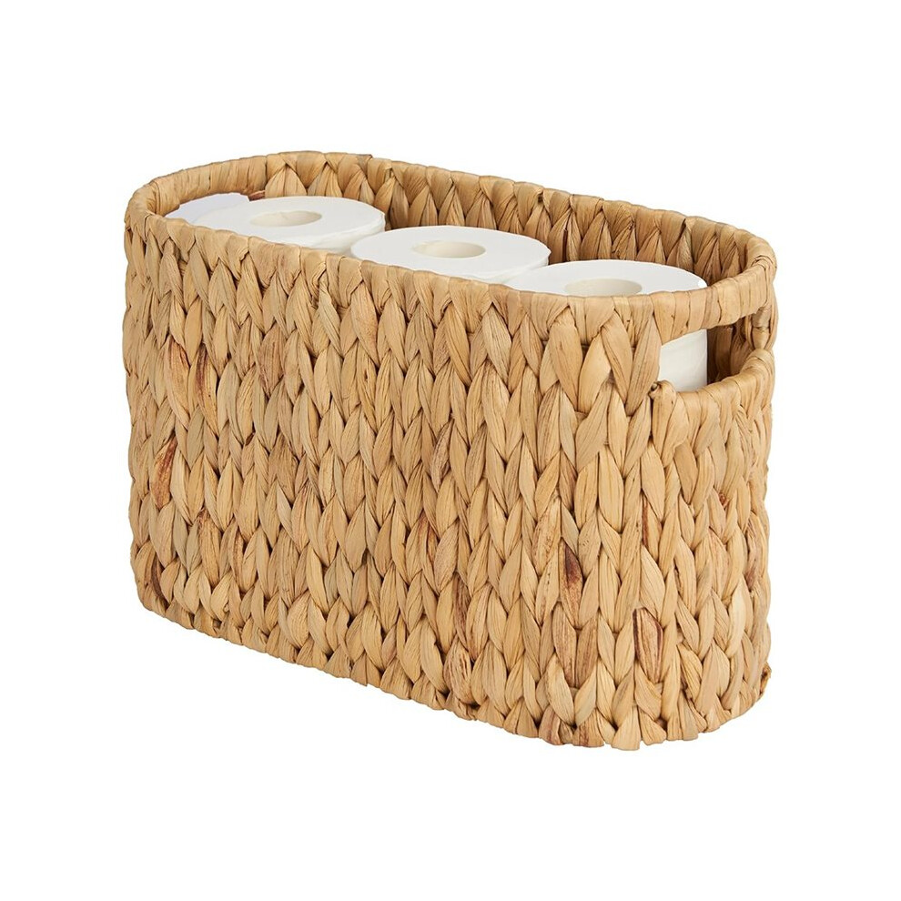 Toilet Paper Storage Basket, Water Hyacinth Wicker Storage Holder For 6 Rolls Toilet Paper With Built-In Handles 6131627710066