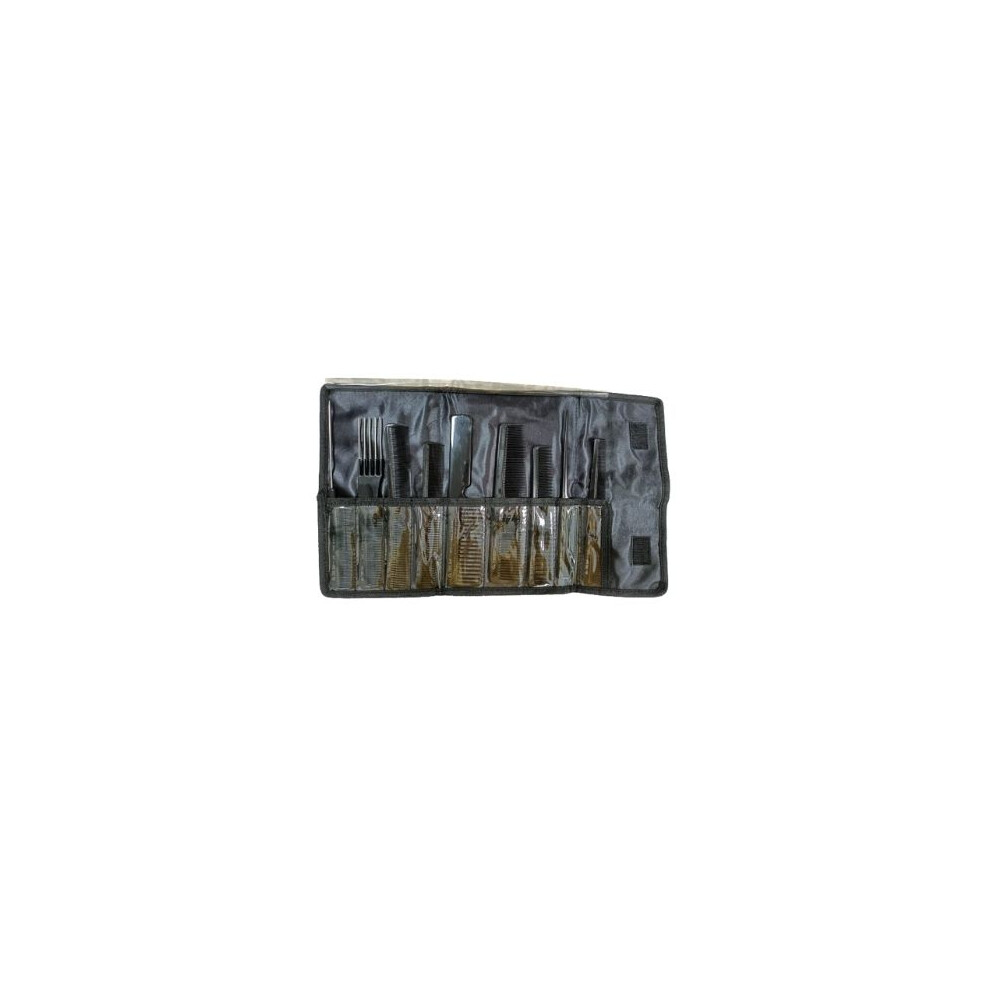 Eurostil Unisex Black Set Of Barber Combs 9 Pcs In Case